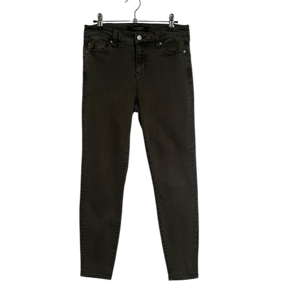 Liverpool Abby Mid-Rise Skinny Jeans in Olive Night Sz 6
